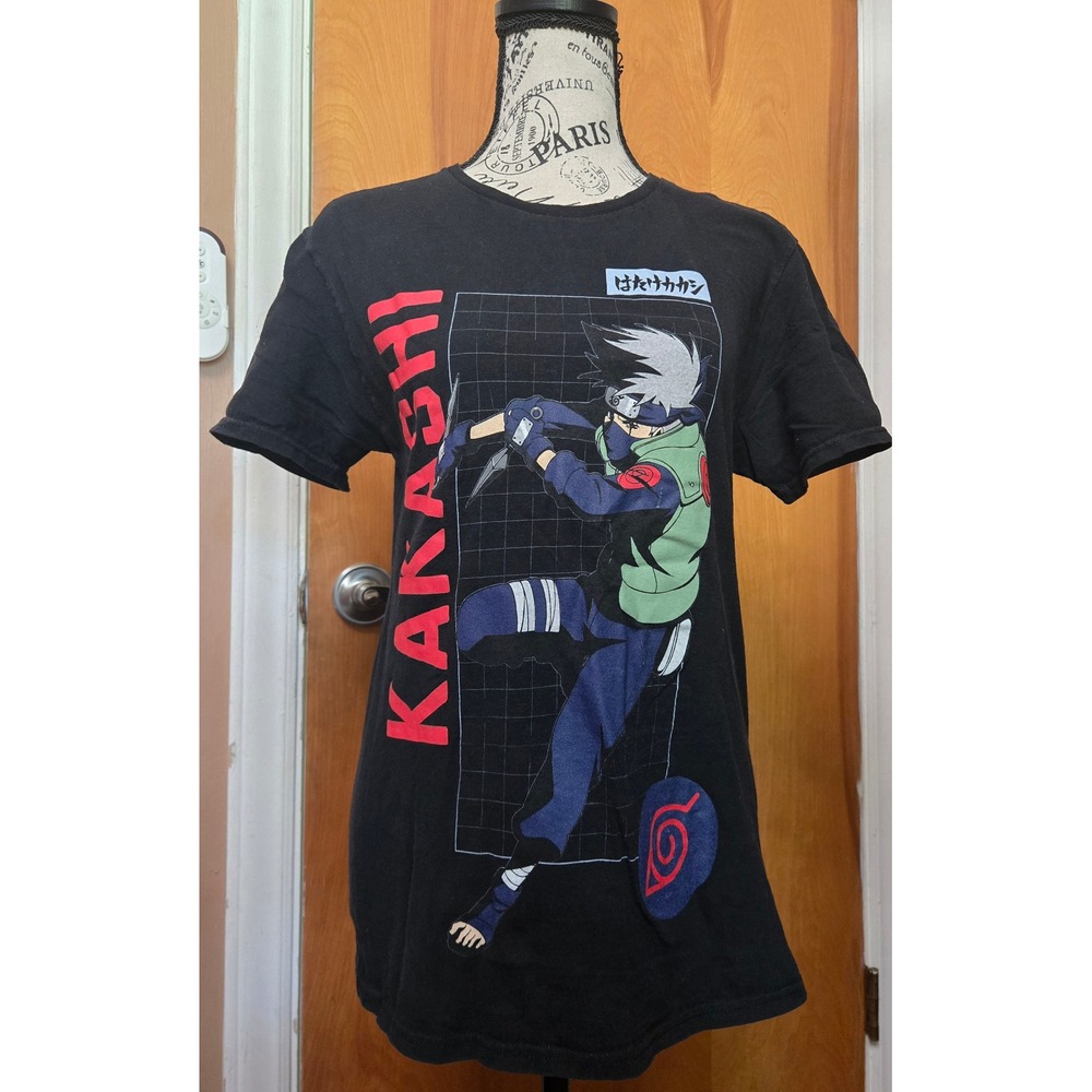 Naruto Shippuden Kakashi Graphic T-Shirt Mens Small Black Anime Manga Tee Viz‎